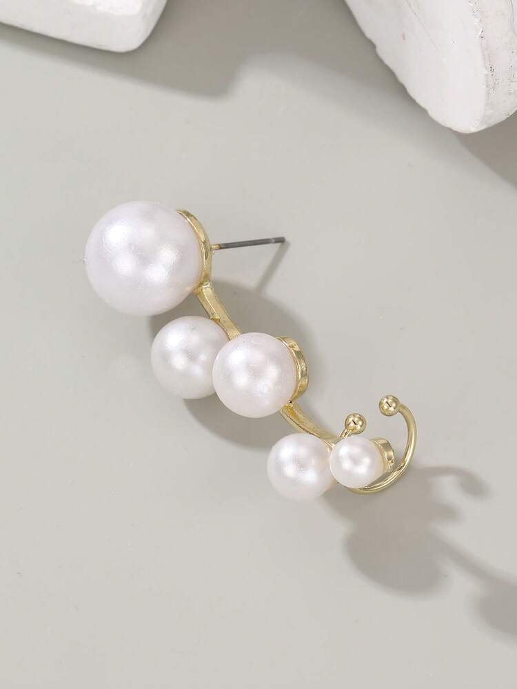 1pc Fashion Luxurious Faux Pearl Ear Cuff Clip, Stylish Party Accessory