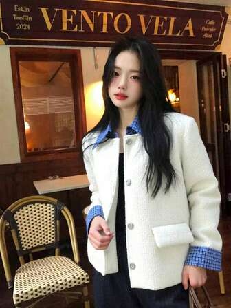 Korean Style Gentle New Jacket, Single-Breasted 2 In 1 Outerwear, Slimming Elegant Long Sleeve Top, Cardigan For Women, Autumn