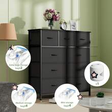 Drawer Storage Cabinet, Fabric Storage Drawer Units, Storage Tower Organizer, Entertainment Center With Fabric Drawers, TV Stand, Dresser With Fabric Bins, Sturdy Steel Frame, Easy Pull Handles, Stylish Chest Of Drawers For Bedroom, Hallway, Entryway, Living Room, Closet, Office, (Some Models With 3D Artificial Diamonds Sticker And Artificial Diamonds Handles) - 9抽屜粉紅+3D貼紙+鑽石手柄 - 查看 6