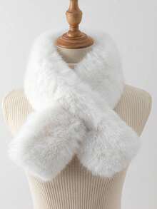 1pc Women's Autumn/Winter Faux Rabbit Fur Reversible Thick Warm Neck Warmer | Fluffy Faux Fur Collar Scarf, Suitable For Outdoor Activities, Holiday Gifts For Dress - Multicolor - View 4