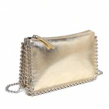 时尚百搭斜跨方形包手拿包 - 金色 - 查看 11