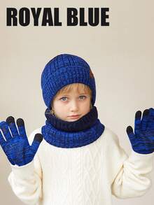 4 Stücke Kinder Mütze, Schal, Handschuhe 3 Stücke Set, große Kinder Winter warm thermisch gefütterte gestrickte Beanie Mütze, geeignet für Outdoor-Aktivitäten, Reisen, Skifahren, Schule, Radfahren - 1PC - Übersicht 5
