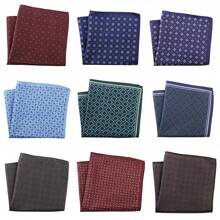 1pc New Cashew Flower Plaid & Polka Dot Print Pocket Square, Suit Chest Handkerchief Scarf Accessory For Men, Suitable For Wedding, Birthday, Party