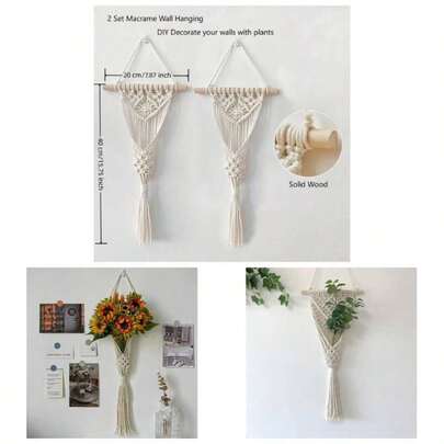 Macrame Wall Hanging, 2PCS Hanging Tapestry Room Apartment Dorm