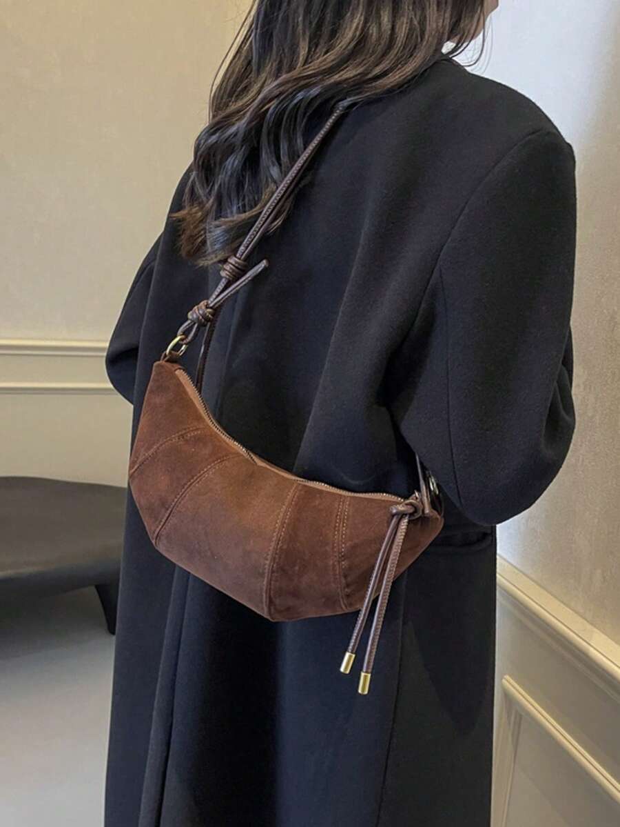1 pieza Bolso de hombro en forma de media luna con estampado de leopardo vintage chic, nuevo bolso cruzado para mujer 2025
