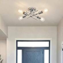 4-Head Iron Branch Ceiling Light, Minimalist Modern Design For Bedroom, Hallway, Corridor, Dining Room, Living Room - Multicolor - View 9