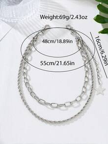 1pc Retro Elegant Hip Hop Style Star Unisex Pants Chain, Suitable For Everyday Wear - Silver - View 5