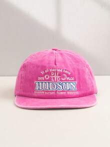 1pc Vintage Washed Embroidered Letter Soft Top Baseball Cap, Retro Style Adjustable Snapback Hat