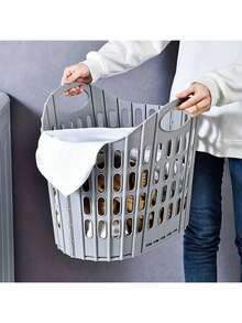 可折叠带提手洗衣篮，大容量衣物及毛绒玩具收纳盒，脏衣整理架，节省空间悬挂式洗衣篮，适合旅行、储物、宿舍及公寓使用（请注意产品尺寸。谢谢！） - 彩色 - 查看 4