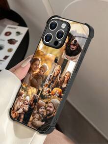 1pc Customized Photo Puzzle Phone Case, Compatible With Iphone 16 Pro Max/16 Plus/16 Pro, Compatible With Iphone 17 Pro Max/17 Pro/17/17 Air, Wedding Customized Image, Gift For Couples, Friends, Family, Graduation - Black - View 7