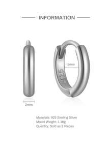 EleRunis 1 对 925 纯银经典方晶锆石 5 毫米 - 9 毫米耳环 18K 镀金防过敏微型软骨耳环穿孔时尚珠宝适合女性日常佩戴 - 銀色 - 查看 16