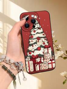 1 pieza Funda de teléfono con tema navideño, con borde elevado para la cámara y protección de bordes de cubierta de TPU, compatible con iPhone 16/15/14/13/12/11 Pro Max, Galaxy S25/S24/S23/S21 y series A54/A53/A52/A34/A15, regalo lindo para amigos, familia, parejas, cumpleaños