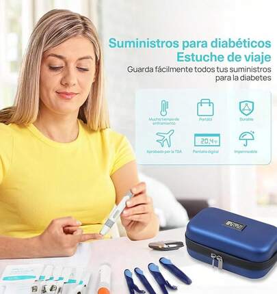 Hielera para Insulina 2 Bolsas de Hielo Portatil,Bolsa Enfriamiento Pantalla de Temperatura,Diabetes Organizer Cooler de Medicamentos,Mantenga Fresca Durante 8-10 Horas,para Viaje y Trabajo Salud (A)