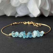 This Bracelet Made Of Natural Blue Sapphire Crystal Contains Soothing Energy That Can Help Relieve Stress. It Is A Fashionable Gift For Women. - Aquamarine - View 3