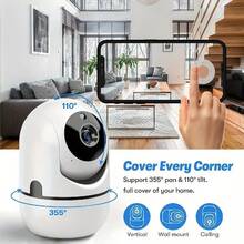 2K HD Indoor Security Camera, Remote Mobile Intercom Indoor Pet Camera, 360° Rotation, Suitable For Wireless Home Connection, Dog/Cat Camera, Equipped With 2.4GHz WiFi, Built-In Smartphone App, Wireless Outdoor Baby Monitor, Audio And Video Recording Function, Home Camera, Suitable As A Gift - Multicolor - View 6