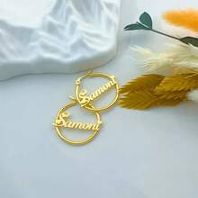 Pendientes de aro con nombre personalizados de acero inoxidable, diseño elegante en forma de corazón personalizado, regalo de joyería de moda para ella, aros con nombre de estilo bohemio vintage y lindo, perfectos para bodas y el Día de San Valentín