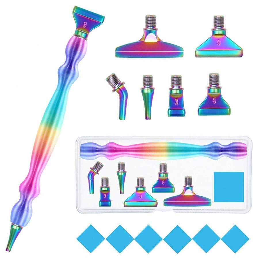 彩色钻石画笔，树脂钻石艺术笔，带多功能金属螺纹尖头，工艺笔，适用于钻石画美甲十字绣 - 彩色 - 查看 1