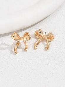 Elegant Bow Earrings For Women Hypoallergenic Lightweight Fashion Jewelry Simple Stylish Birthday Gift Idea Dainty Feminine Accessories