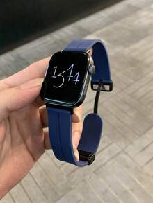 1件男女通用運動透氣矽膠磁吸錶帶，適用於 Watch Smart Band Fit 1/Fit 2/Fit 3/Fit 4/4Pro/Fit 5 手環 - 午夜藍 - 查看 7