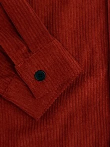 小男孩休闲复古简约红色长袖衬衫 - 紅色 - 查看 3