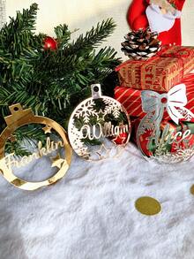 1/3/5 peças Presente de Natal, Decoração de Natal, Enfeites de Natal Personalizados, Decoração de Árvore de Natal Personalizada, Decoração em Madeira/Acrílico, Nomes Cortados a Laser, Bola de Natal, Etiquetas para Presente, Seu Logotipo Multifuncional, Ornamental Requintado, Elegante, Bonito, Vintage Personalizado, Presente Ideal e Único para Ele e Ela Aniversários Dia dos Namorados Dia das Mães Aniversários, Dia dos Pais - Multicolorido - Ver 10