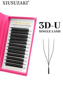 Nối mi giả 3D/4D/5D hình chữ U/W, 12 hàng, làm từ lông chồn, độ dày cao. - màu đen - Xem 6