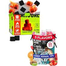Premium Coconut Charcoal Cubes And Black Candy Hookah Tips