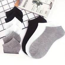5 Pairs Of Black, White, And Gray Short Socks Suitable For All Seasons,For Both Men And Women, Suitable For Daily Casual Wear - trắng - Xem 7