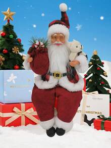 Décoration de Noël Père Noël debout créatif Nouveau sac à dos Père Noël, Fournitures de décoration de fenêtre Père Noël debout, Décoration d'arbre de Noël Père Noël, Décoration de maison Noël, Fête du Printemps, Décoration de fête, Décoration de mariage, Décorer l'arbre de Noël