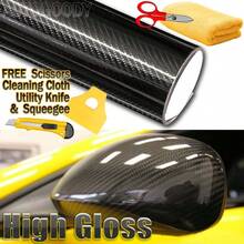 5D Premium HIGH GLOSS Black Carbon Fiber Vinyl Wrap Bubble Release 6D - 96" X 60" - View 1