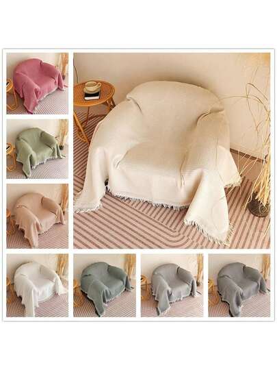 Funda de sofá con flecos de estilo sencillo, manta decorativa para el hogar de uso general en todas las estaciones