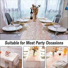 1pc 11x108 Inch Rose Gold Foil Table Runner, Birthday Wedding Banquet Party Table Decor, Tablecloth Table Runner, Placemat Plate Decoration, Gift Wrapping, Baby Shower, Table Centerpiece - Rose Gold - View 10