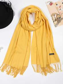 Klassischer Damen Einfarbiger Quasten Mode Warmer Schal, Einfarbiger Lässiger Süßer Eleganter Schicker Straßen Höfischer Geschäfts Party Polyester Weicher Schal, Geeignet für alle Jahreszeiten