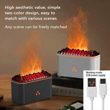 1 Peça Difusor de Aroma Alimentado por USB, Umidificador de Névoa Fria Ultrassônico, Difusor de Luz com Chama LED - Ideal para Casa, Escritório, Presente e Iluminação Ambiente