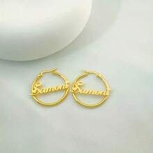 Pendientes de aro con nombre personalizados de acero inoxidable, diseño elegante en forma de corazón personalizado, regalo de joyería de moda para ella, aros con nombre de estilo bohemio vintage y lindo, perfectos para bodas y el Día de San Valentín