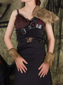 3 Stück mittelalterlich-Renaissance Ritter Halbschulter Kunstleder Umhang, Schal und Armband für Viking Faire LARP Kostüme Halloween