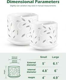 KF-Plant AccessoriesOrchid Pot With Holes, 5+6Inch Ceramic Plant Pots With Drainage Holes And Tray, Promoting Air Circulation And Drainage, Indoor/Outdoor White Flower Potsplant Garden - Green - View 9
