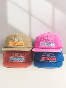 1pc Vintage Washed Embroidered Letter Soft Top Baseball Cap, Retro Style Adjustable Snapback Hat