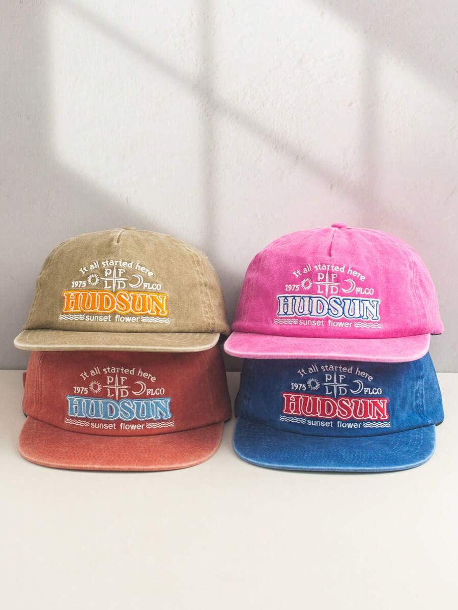 1pc Vintage Washed Embroidered Letter Soft Top Baseball Cap, Retro Style Adjustable Snapback Hat