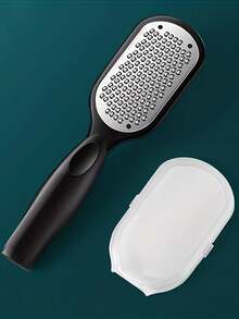 1pc Professional Stainless Steel Foot File With Anti-Splash Design, Ergonomic Handle & Coarse/Fine Grit Exfoliating Surface - Durable Plastic Construction For Home Spa Pedicure & Manicure Care - Perfect Holiday Gift For Graduation, Thanksgiving, Christmas