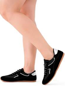 Women's Comfortable Retro Metallic Blogger Lumiss Sneakers - Negro - Ver 2