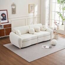 Rhomtree Modern Sofa For Living Room, 84" Green Chenille Sofa Couch, Sectional Love Seat Couch, Upholstered Sofa For Apatment Bedroom Home Office - trắng - Xem 3