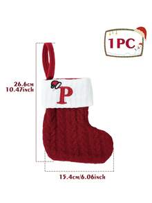 1pc Red Christmas Hat Letter Knitted Socks, English Letters Hanging Stockings, Suitable For Party Decoration 2026 New Year Party Favors Supplies, Baby's Room Decoration, Home Nursery Hanging Decorations, Personalized Initial Xmas Stocking, Family Holiday Xmas Home Room Decor, Xmas Tree Ornaments, Xmas Eve Surprise Gifts Package Xmas Costumes, Baby Xmas Gift, Babe Party Favor - Christmas Hat Letter Knitted Socks - View 28