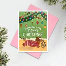 趣味圣诞贺卡、圣诞快乐贺卡、腊肠犬圣诞贺卡、爱狗人士圣诞贺卡、宠物圣诞贺卡、友谊贺卡、周年纪念贺卡、圣诞礼物贺卡、生日贺卡 - 彩色 - 查看 6