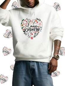 Nightmare Before Christmas Choose Kind Flowers And Love, Be Kind People, Inspiring Flowers, Comfortable Classic Print Pullover, Sports And Casual Long-Sleeved Hoodie - 白色 - 查看 2