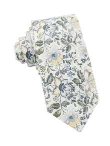 ZLQ&GOU 1pc Cotton Ditsy Floral Necktie, 6.5cm Blue & Green Ditsy Floral Men's Tie, Suitable For Casual Occasions