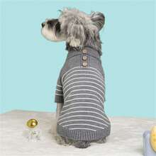 Striped Warm Sweater For Small/Medium Dogs & Cats, Suitable For Schnauzer, Poodle, Autumn/Winter - Red and White - View 6