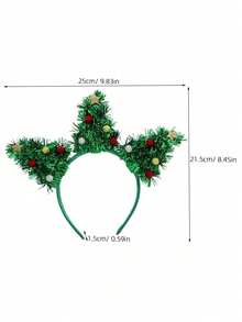 1 pieza Diadema de árbol de Navidad con lentejuelas - Diadema de plástico linda para fiestas navideñas, disfraces, decoraciones y accesorios para el cabello - Sin plumas, diadema navideña con copos de nieve y nudo para mujer, adecuada para uso diario y festividades navideñas, banda para el cabello, maquillaje, aro para el cabello, accesorios para el cabello - Multicolor - Ver 4