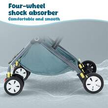 PORIYA Foldable Baby Stroller Outdoor Travel Pushchair Carry On Plane One Key Folding Lightweight Compact With Four Wheels Sunshade - 灰色 - 查看 3