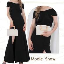 Straw Clutch Purses Women Summer Beach Bag Woven Evening Handbags Top Handle Shoulder Bag Vacation - 開始 - 查看 6
